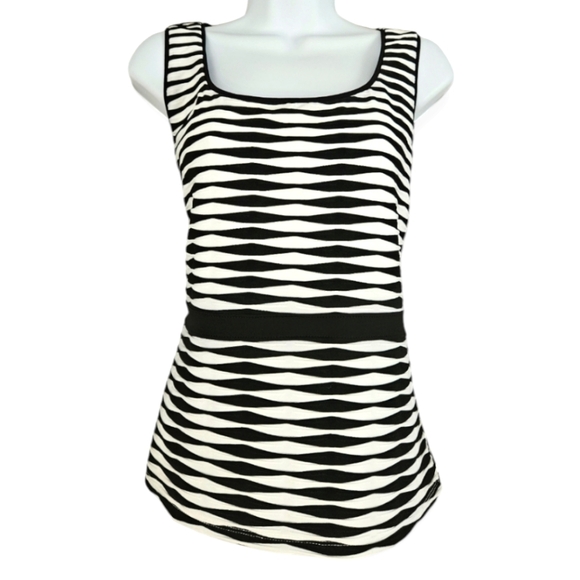 White House Black Market Tops - NWOT WHBM black white texture striped tank top blouse Womens Medium